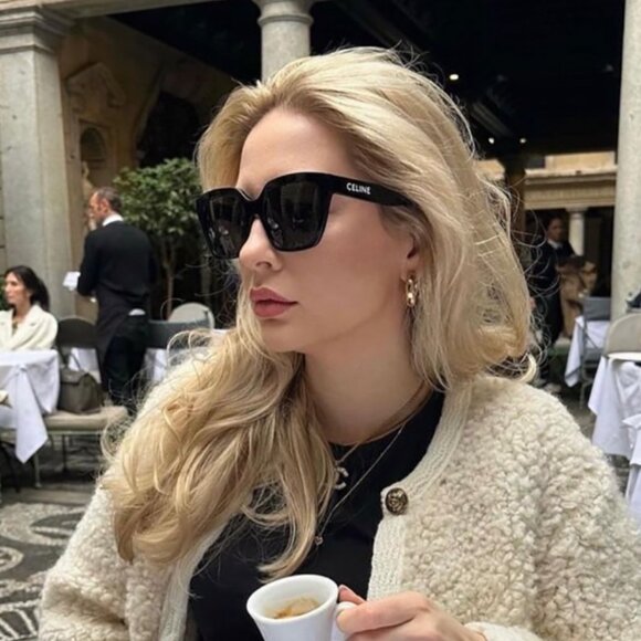 Celine CL40198F 78A Sunglasses Lilac Square Frame, Smoke Lenses